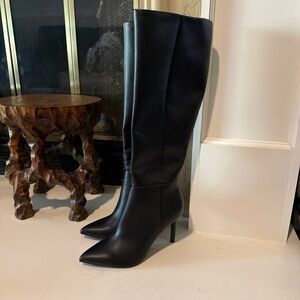 Nine West Black Over-the-Knee Pointed Toe Stiletto Boots